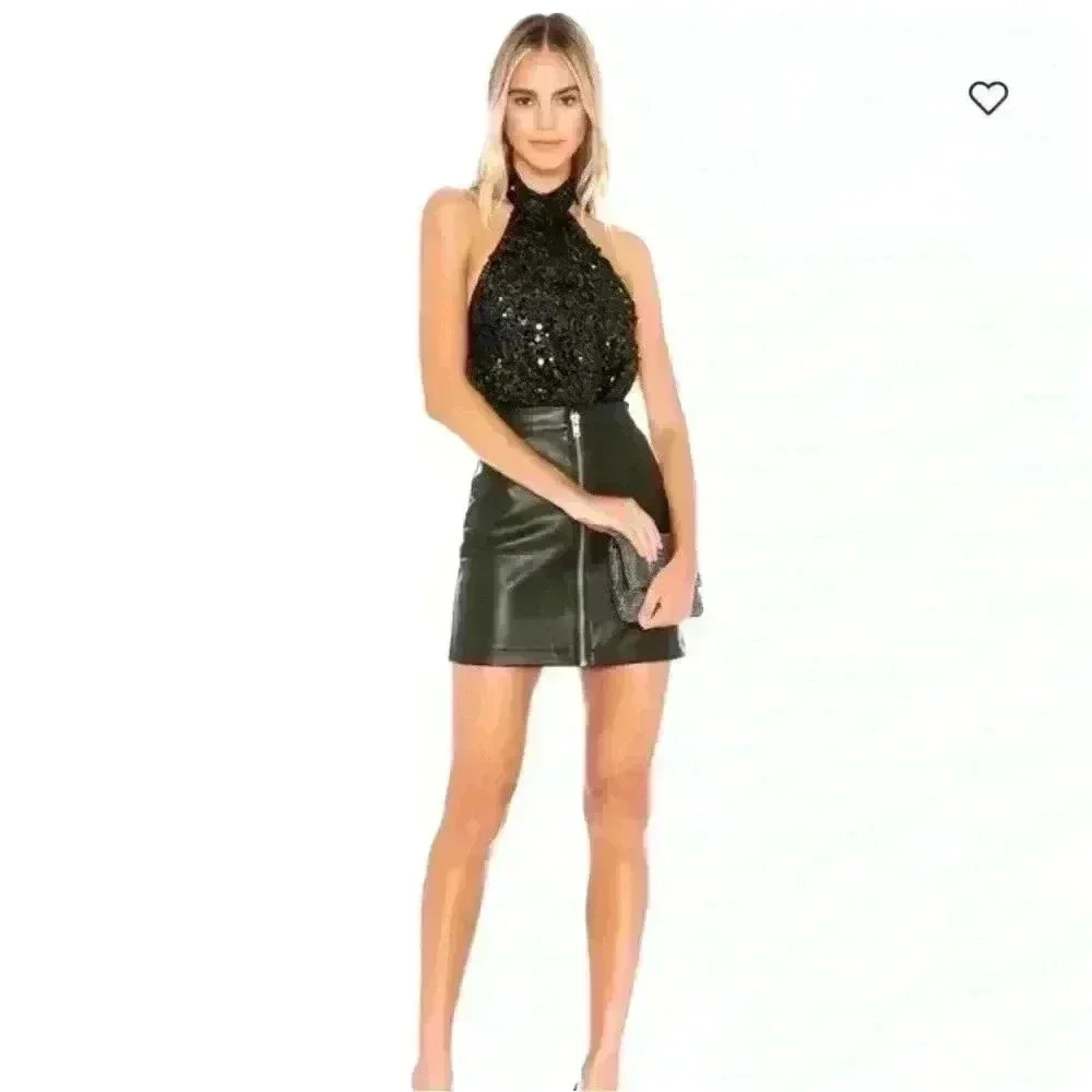 Revolve NBD Faux Leather Zip-Up Mini Skirt - Picture 1 of 8